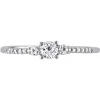 Lab Created White Sapphire & Diamond Ring In Sterling Silver