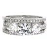 Lab Created White Sapphire Stackable Ring Set With Three Pieces In Sterling Silver