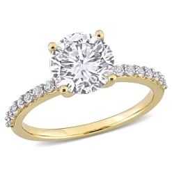 Lab Created White Sapphire Ring With Pave Band In 10K Yellow Gold (2 3/4 Ct. Tw.)