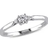 Lab Created White Sapphire & Diamond Ring In Sterling Silver