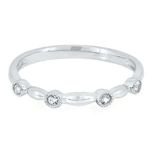 Lab Created White Sapphire Stack Ring In Sterling Silver