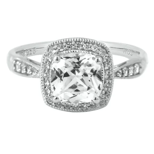 Lab Created White Sapphire Ring In Sterling Silver
