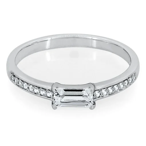 Lab Created White Sapphire Stack Ring In Sterling Silver