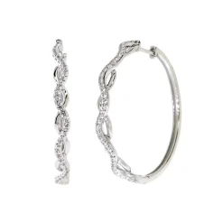 Lab Created White Sapphire Hoop Earrings In Sterling Silver