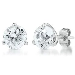 Lab Created White Sapphire Stud Earrings In Sterling Silver