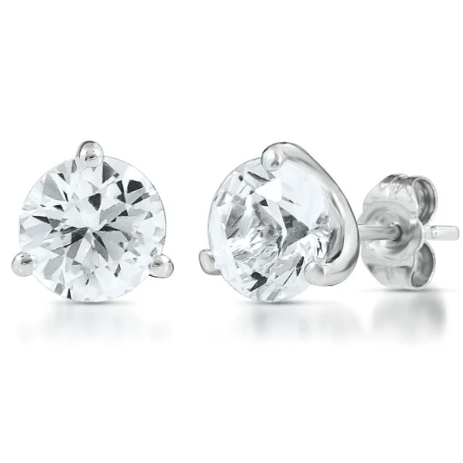 Lab Created White Sapphire Stud Earrings In Sterling Silver
