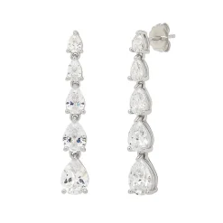 Lab Created White Sapphire Drop Earrings In Sterling Silver