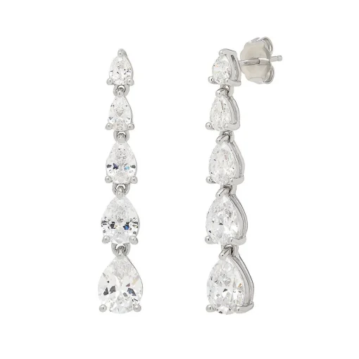 Lab Created White Sapphire Drop Earrings In Sterling Silver