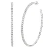 Lab Created White Sapphire Hoop Earrings In Sterling Silver