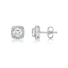 Lab Created White Sapphire Halo Earrings In Sterling Silver