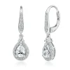 Lab Created White Sapphire Dangle Earrings In Sterling Silver