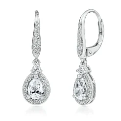 Lab Created White Sapphire Dangle Earrings In Sterling Silver