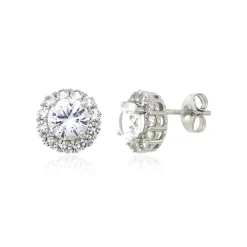 Lab Created White Sapphire Stud Earrings In Sterling Silver