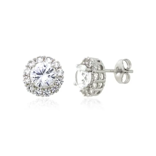 Lab Created White Sapphire Stud Earrings In Sterling Silver