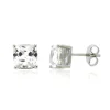 Lab Created White Sapphire Cushion Stud Earrings In Sterling Silver