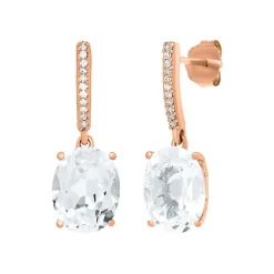Lab Created White Sapphire Drop Earrings In 10K Rose Gold