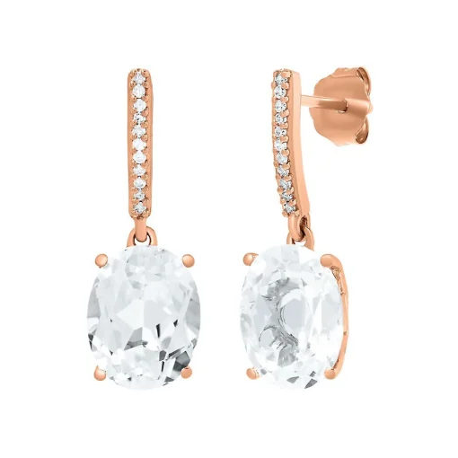 Lab Created White Sapphire Drop Earrings In 10K Rose Gold