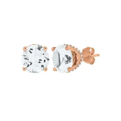 Lab Created White Sapphire Stud Earrings In 10K Rose Gold