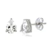Lab Created White Sapphire Pear Shaped Stud Earrings In Sterling Silver