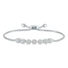 Lab Created White Sapphire Flower Cluster Bolo Bracelet In Sterling Silver
