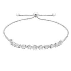 Lab Created White Sapphire Bolo Bracelet In Sterling Silver