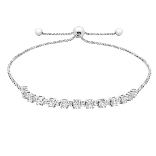 Lab Created White Sapphire Bolo Bracelet In Sterling Silver