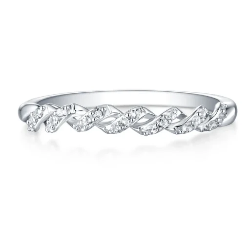 Lab Created White Sapphire Twist Ring In Sterling Silver