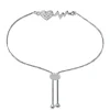 Lab Created White Sapphire Heartbeat Bolo Bracelet In Sterling Silver