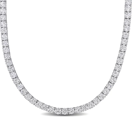 Lab Created White Sapphire Tennis Necklace In Sterling Silver