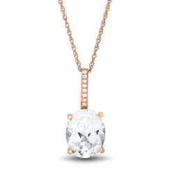 Lab Created White Sapphire Pendant In 10K Rose Gold