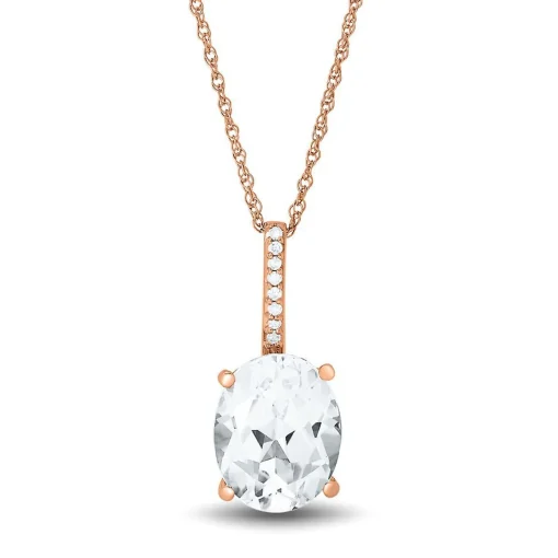 Lab Created White Sapphire Pendant In 10K Rose Gold