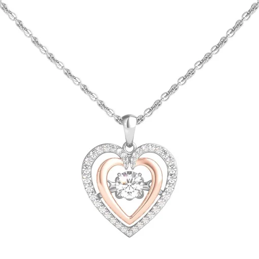 Lab Created White Sapphire Heart Pendant In Sterling Silver