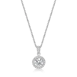 Lab Created White Sapphire & 1/10 Ct. Tw. Diamond Pendant In Sterling Silver