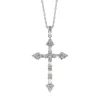 Lab Created White Sapphire Cross Pendant In Sterling Silver
