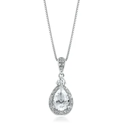 Lab Created White Sapphire Pendant In Sterling Silver