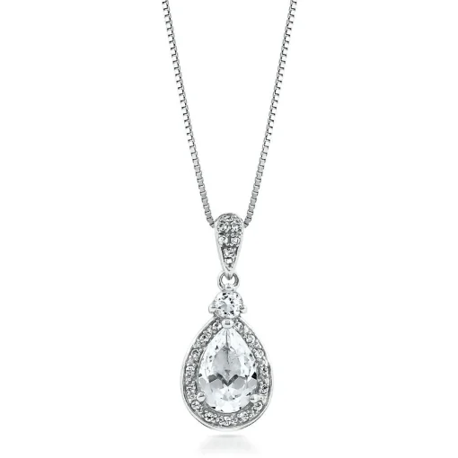 Lab Created White Sapphire Pendant In Sterling Silver