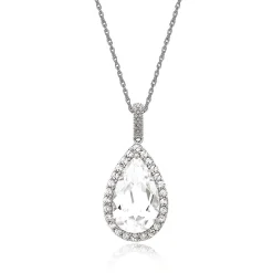 Lab Created White Sapphire Pendant In Sterling Silver