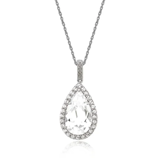 Lab Created White Sapphire Pendant In Sterling Silver