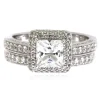 Lab Created White Sapphire Halo Ring Set In Sterling Silver