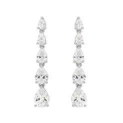 Lab Created White Sapphire Drop Earrings In Sterling Silver