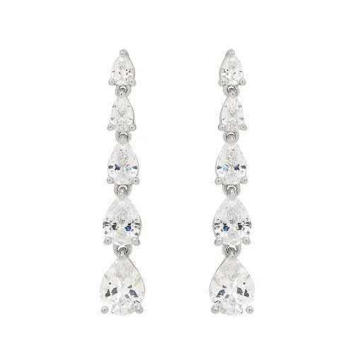 Lab Created White Sapphire Drop Earrings In Sterling Silver