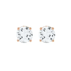 Lab Created White Sapphire Stud Earrings In 10K Rose Gold