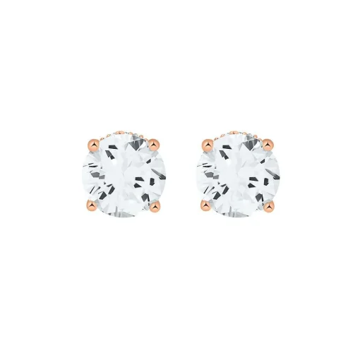 Lab Created White Sapphire Stud Earrings In 10K Rose Gold