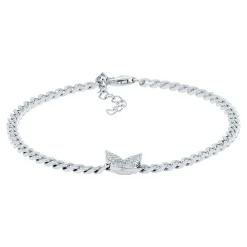 Lab Created White Sapphire Butterfly Bracelet In Sterling Silver