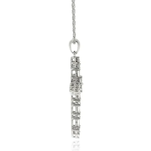Lab Created White Sapphire Cross Pendant In Sterling Silver