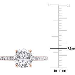Lab Created White Sapphire Ring With Pave Band In 10K Rose Gold (2 3/4 Ct. Tw.)