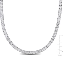 Lab Created White Sapphire Tennis Necklace In Sterling Silver