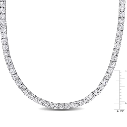 Lab Created White Sapphire Tennis Necklace In Sterling Silver