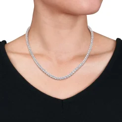 Lab Created White Sapphire Tennis Necklace In Sterling Silver