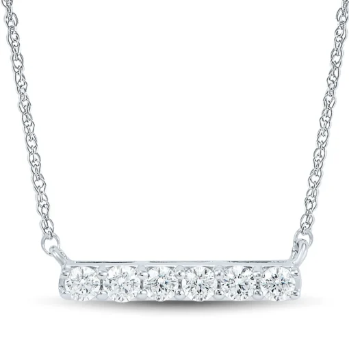 Lab Grown Diamond Bar Necklace In 14K White Gold (1/4 Ct. Tw.)